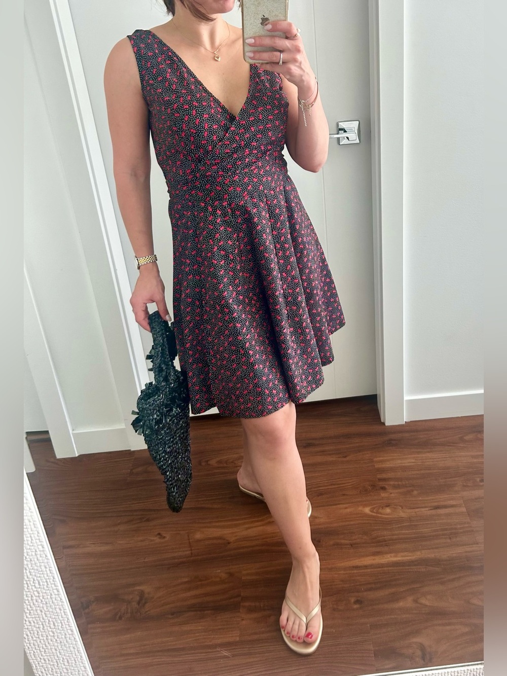 Chai Cherry Print wrap Dress Size XS Like New